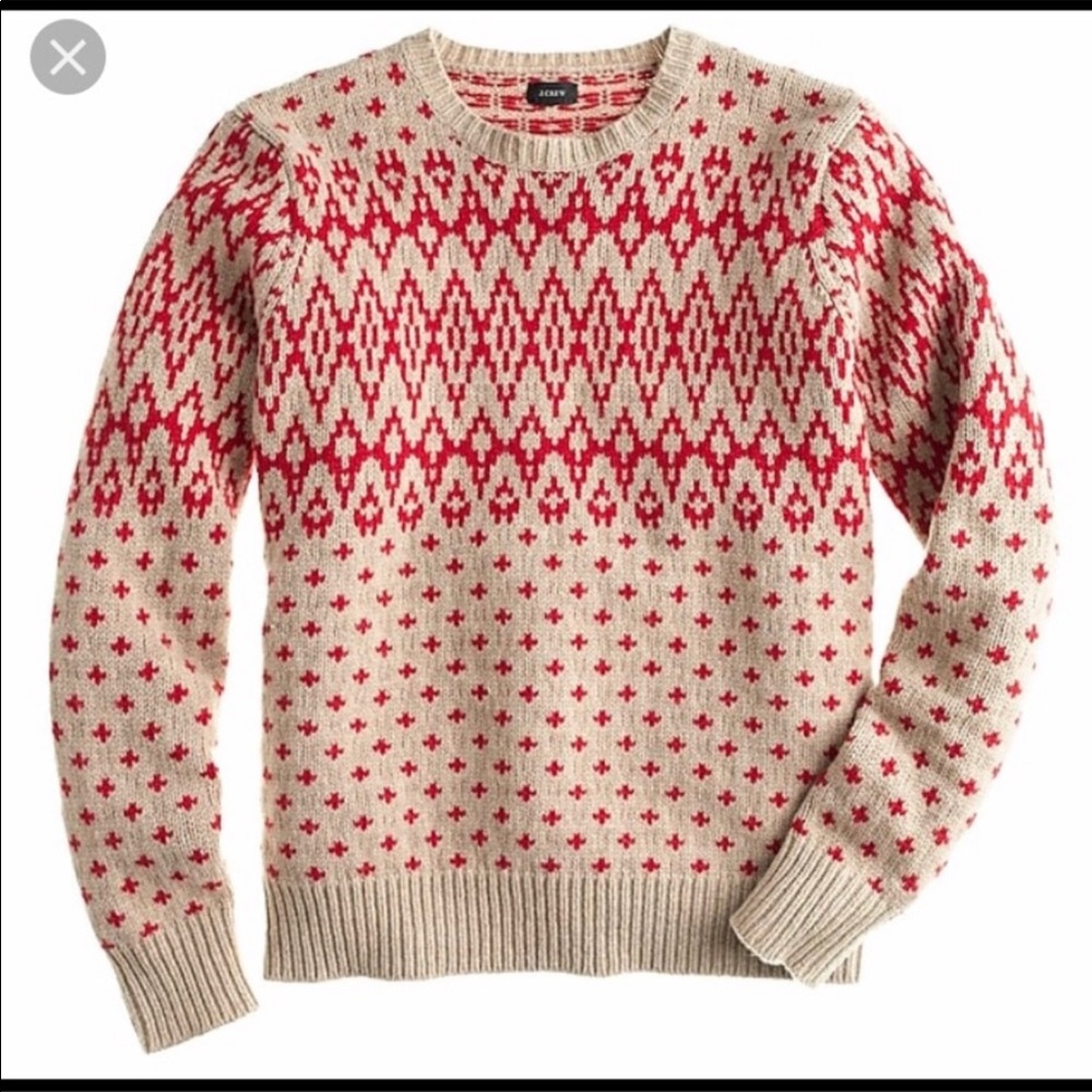 J. Crew Nordic diamond wool sweater. Size medium